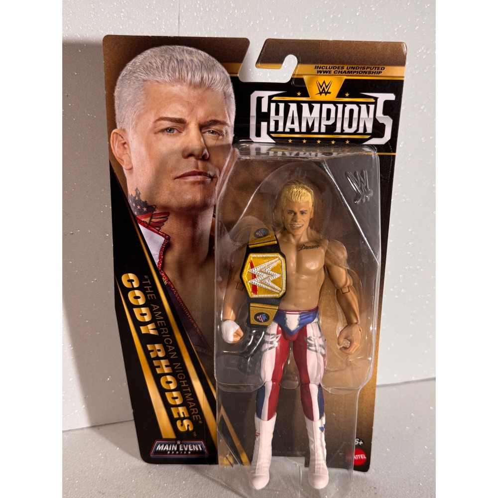 WWE Champions Cody Rhodes Action Figure Main Event Series Mattel Undisputed Belt